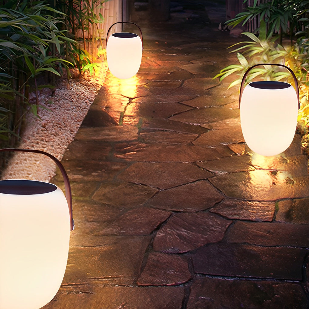 Outdoor Solar Lantern, Portable Wood-Grain LED Floor Lamp for Patios and Garden Paths, IP65 Waterproof with 6-8 Hour Runtime