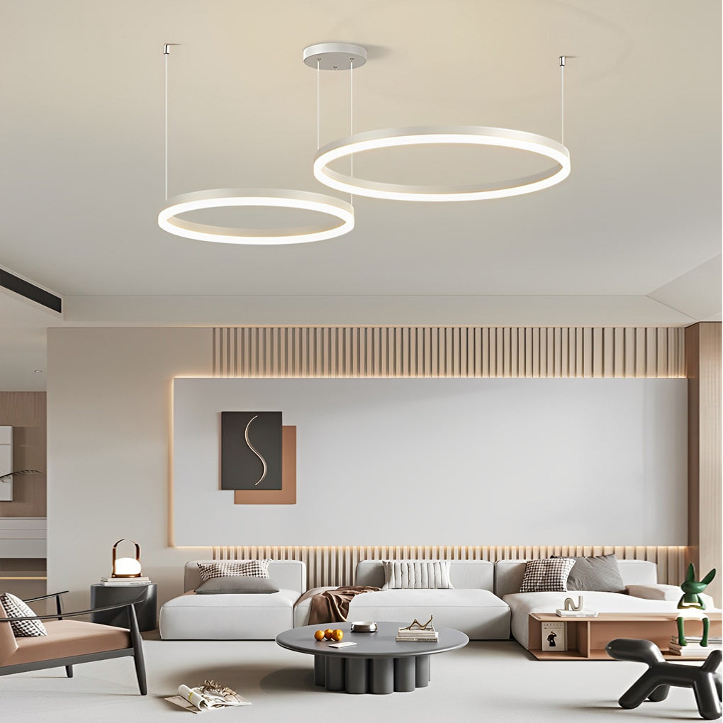 White iron concentric ring chandelier, second product view