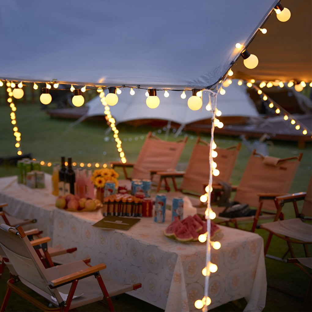 Solar String Lights, Waterproof LED Ball Garland for Garden, Patio, and Camping Evenings, Connectable and Low-Light Rechargeable