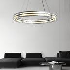 Copper and glass circular strip ring chandelier, seventh view
