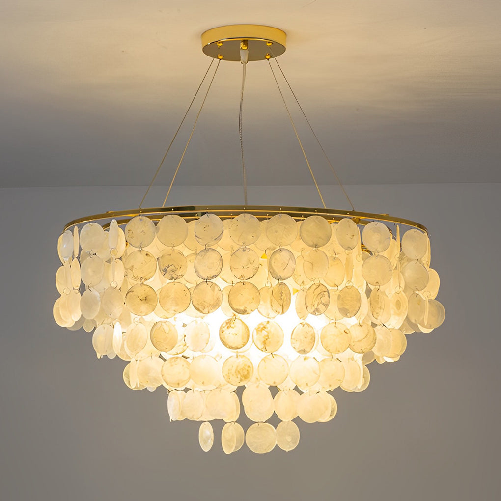 Shell disc ceiling light, further view of the discs