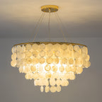 Shell disc ceiling light, further view of the discs