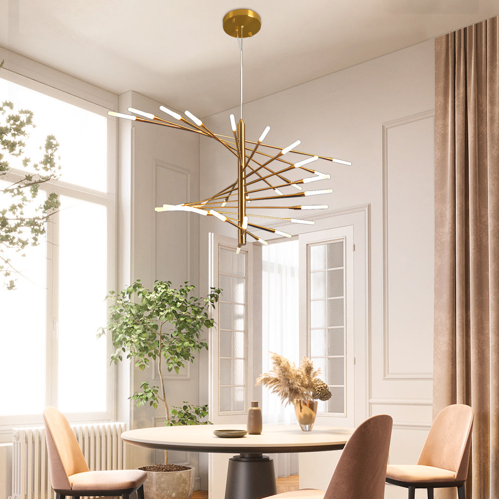 Iron and acrylic spiral sputnik chandelier, fourth product view