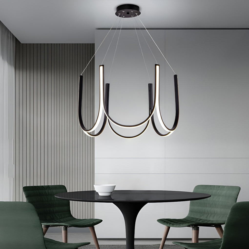 Black aluminium minimalist LED chandelier, fifth product view