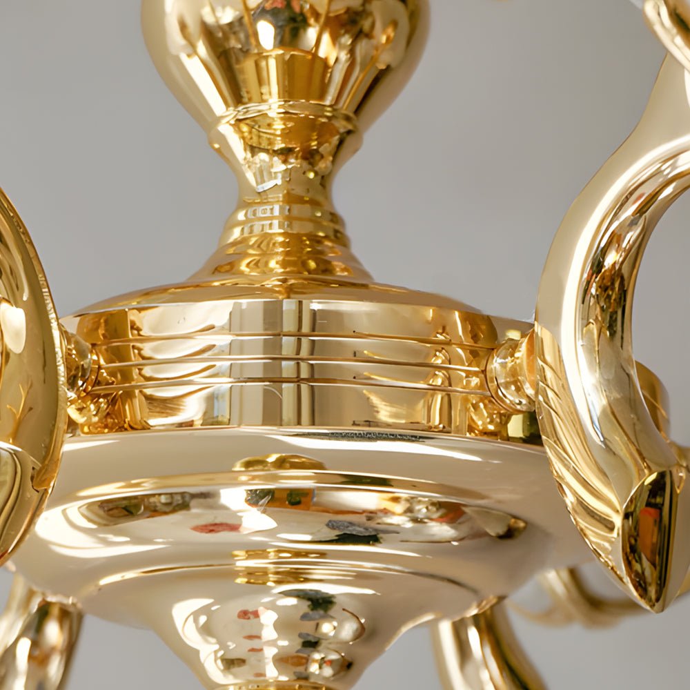 Brass Italian chandelier with glass leaves, fourth product view