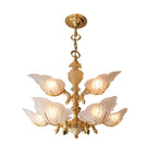 Brass Italian chandelier with glass leaves, seventh product view