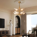 Brass Italian chandelier with glass leaves, main product view