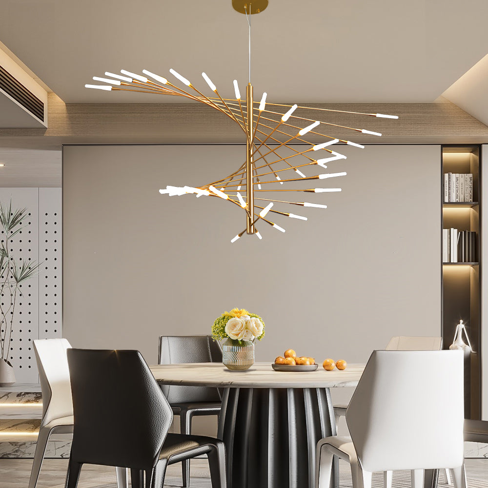 Iron and acrylic spiral sputnik chandelier, sixth product view