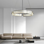 Copper and glass circular strip ring chandelier, fifth view