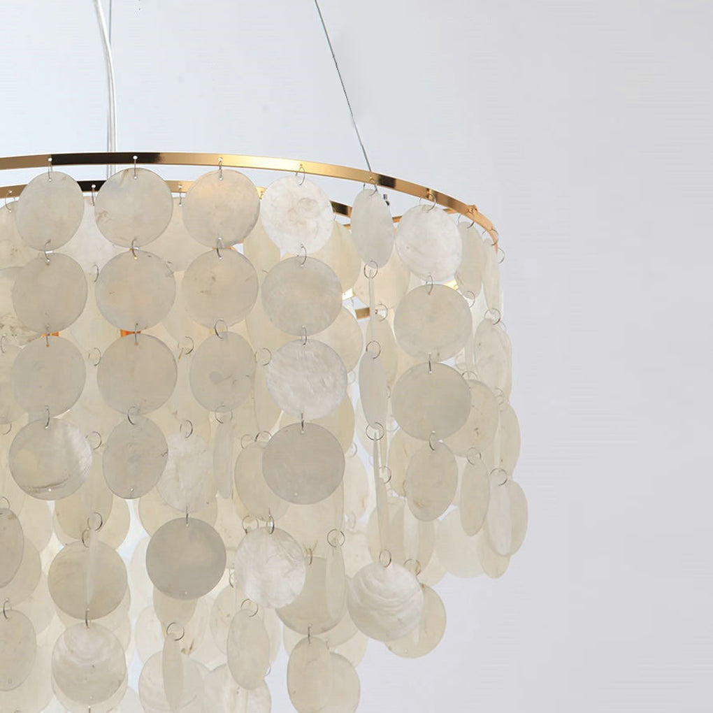 Gold iron shell chandelier lit, alternative product view