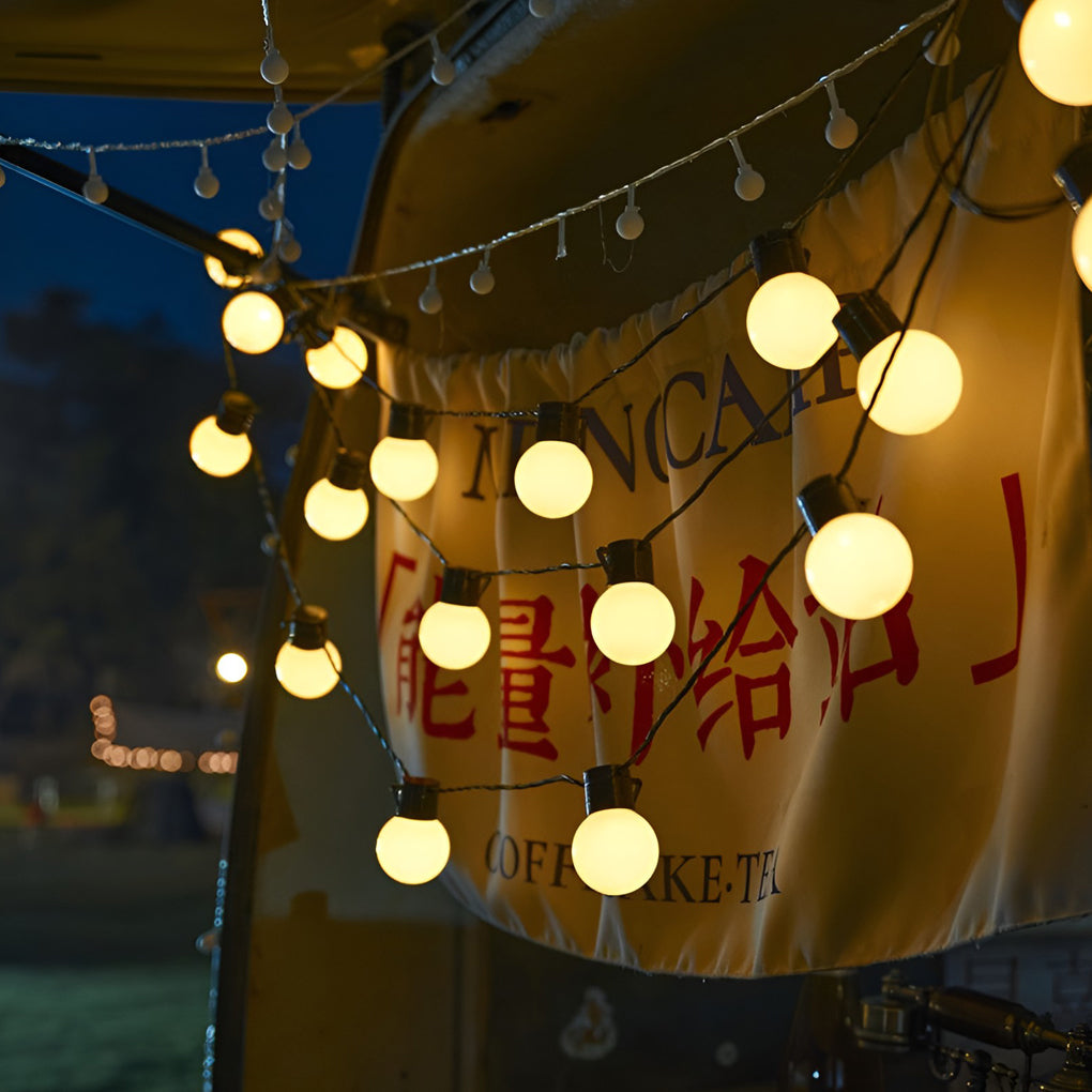 Solar String Lights, Waterproof LED Ball Garland for Garden, Patio, and Camping Evenings, Connectable and Low-Light Rechargeable