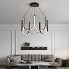 Black aluminium minimalist LED chandelier, second product view