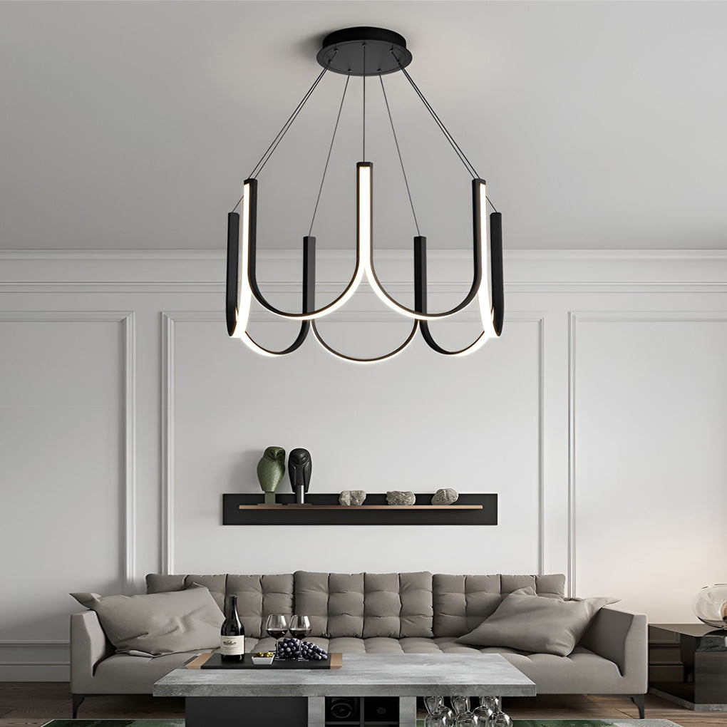Black aluminium minimalist LED chandelier, second product view