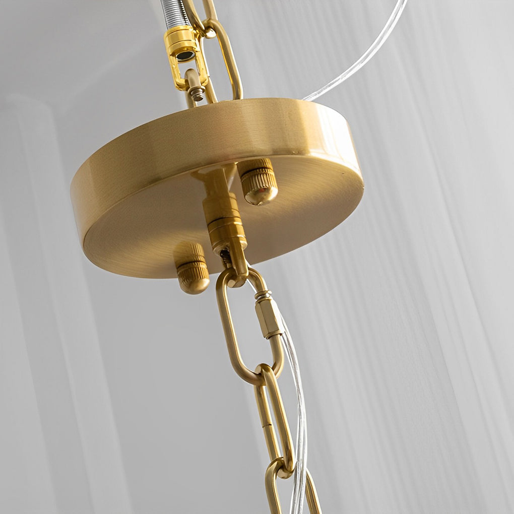 Electroplated metal and glass tiered French chandelier, sixth view