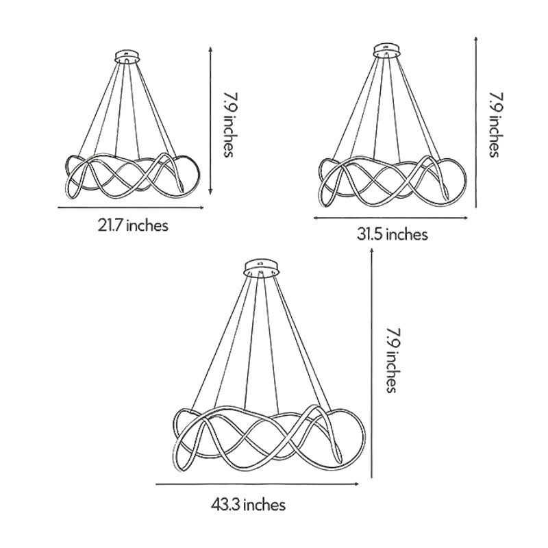 Gold aluminium round LED ring chandelier, tenth product view