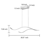 Curved LED Pendant Light, Wavy Linear Chandelier for Kitchen Island and Dining Table, Dimmable Modern Ceiling Light in Black, Gold or Chrome
