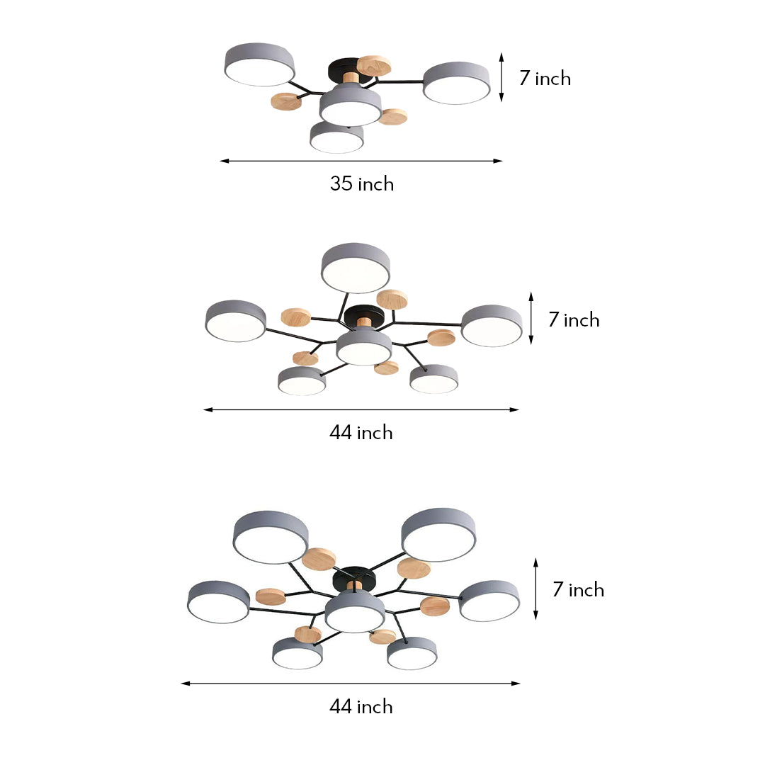 Sputnik Ceiling Light, Nordic Metal Artistic LED Chandelier for Kids Rooms and Nurseries, Flower-Form Design in Three Colors