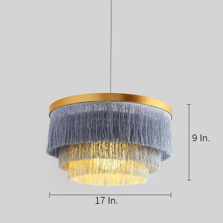 Metal and fabric drum shade pendant light, seventh product view