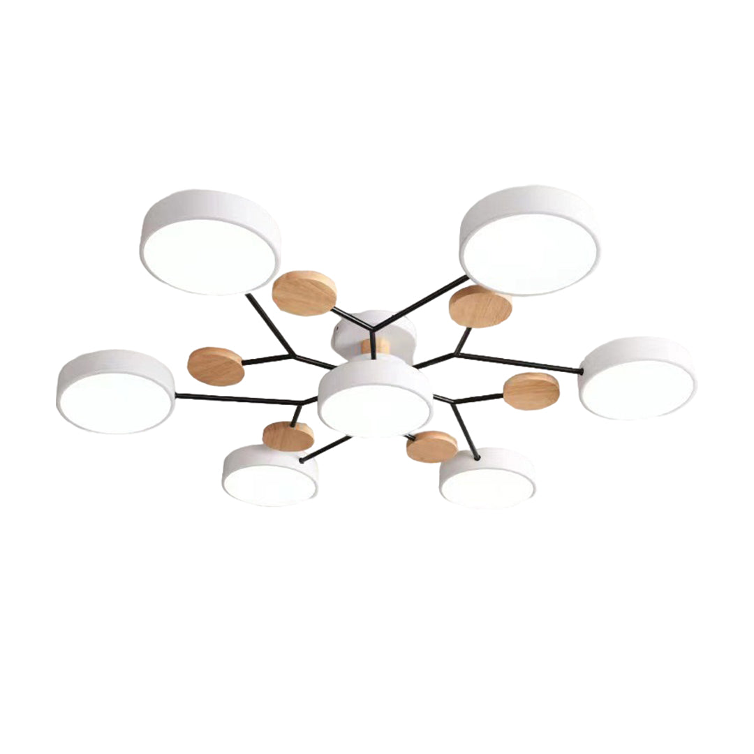 Sputnik Ceiling Light, Nordic Metal Artistic LED Chandelier for Kids Rooms and Nurseries, Flower-Form Design in Three Colors