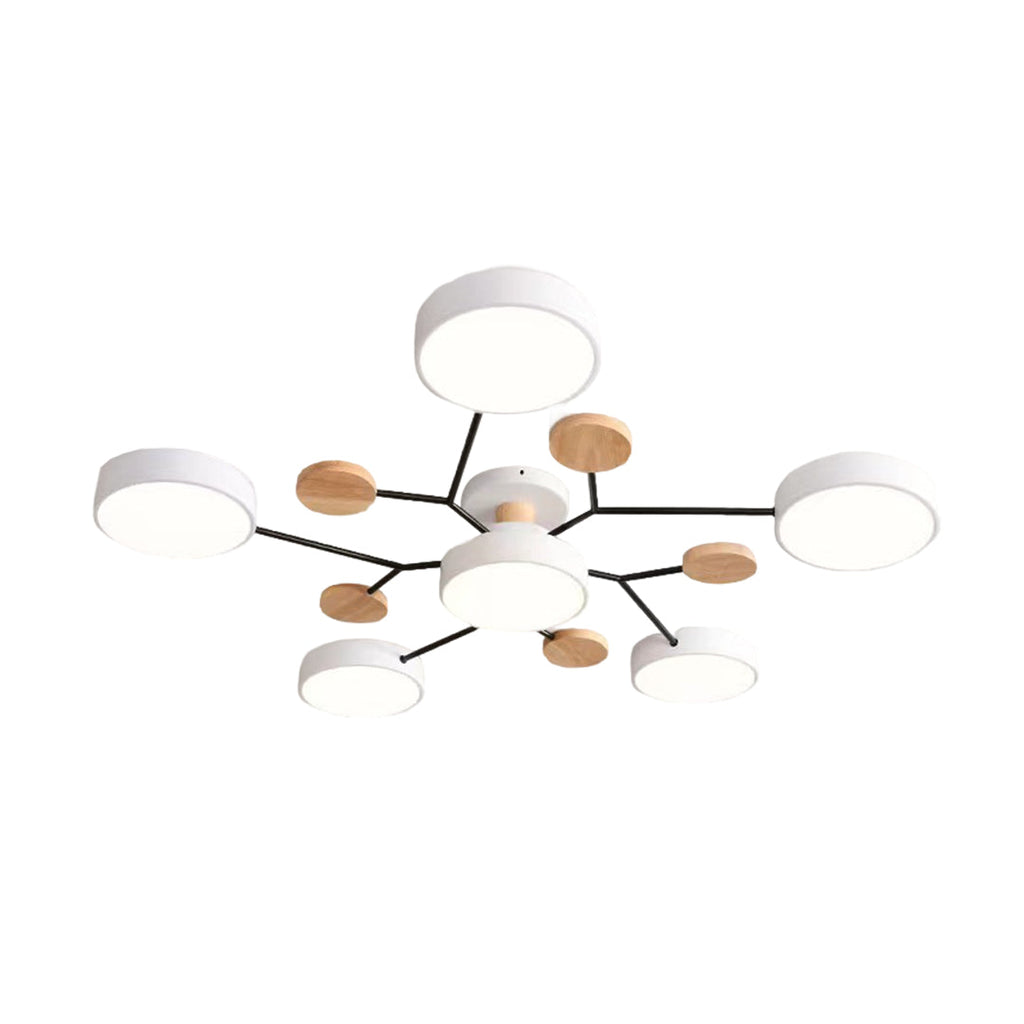 Sputnik Ceiling Light, Nordic Metal Artistic LED Chandelier for Kids Rooms and Nurseries, Flower-Form Design in Three Colors