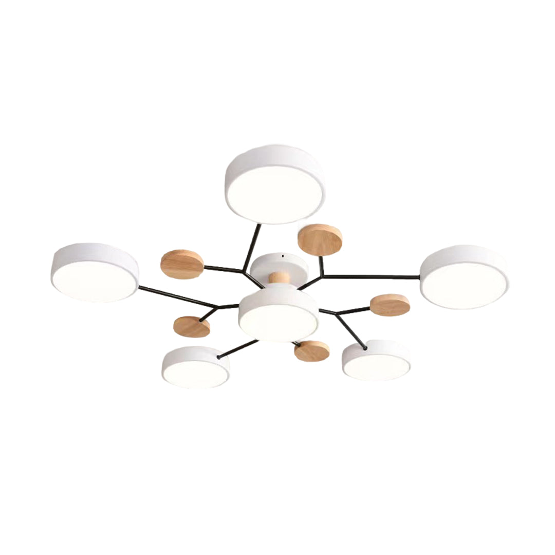 Sputnik Ceiling Light, Nordic Metal Artistic LED Chandelier for Kids Rooms and Nurseries, Flower-Form Design in Three Colors