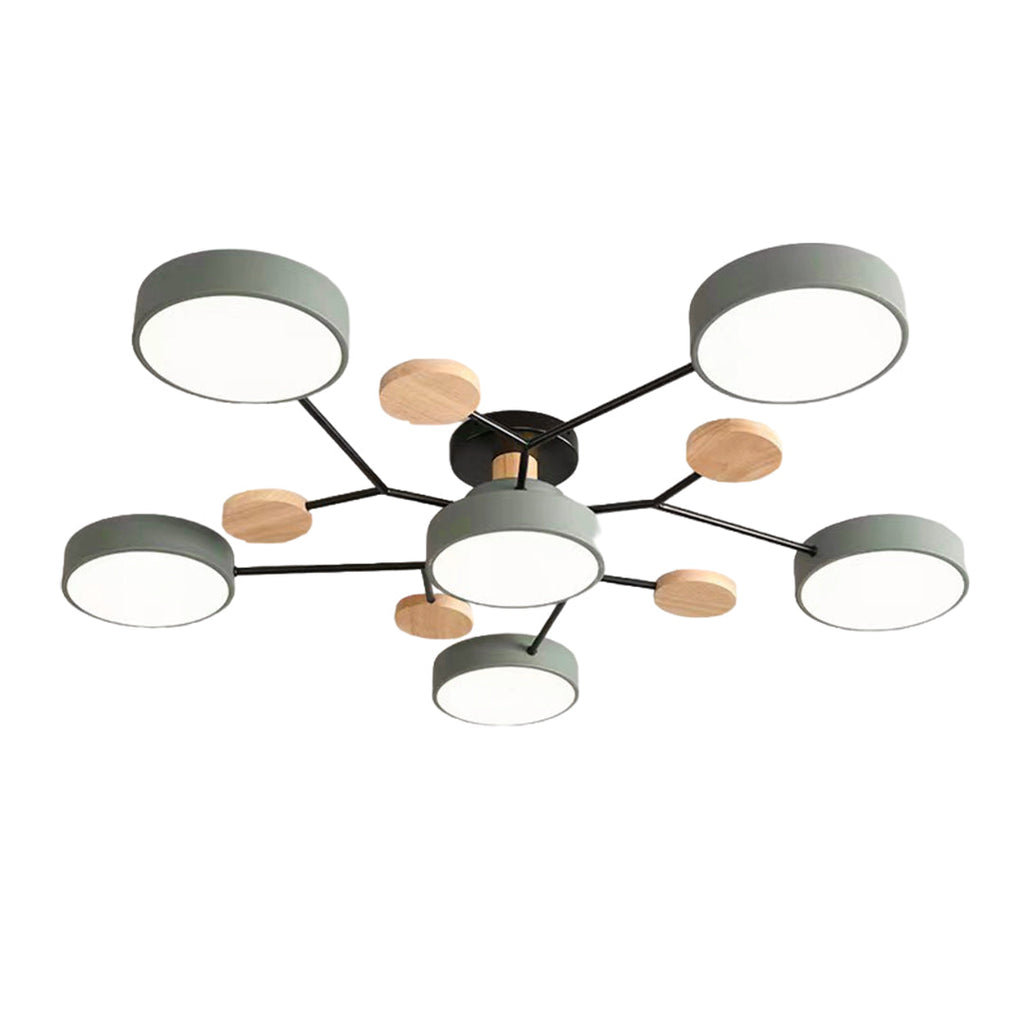 Sputnik Ceiling Light, Nordic Metal Artistic LED Chandelier for Kids Rooms and Nurseries, Flower-Form Design in Three Colors