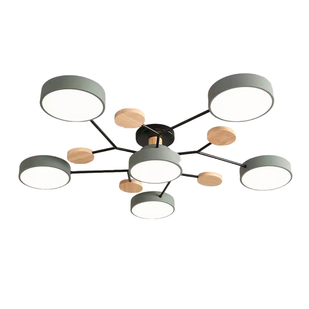 Sputnik Ceiling Light, Nordic Metal Artistic LED Chandelier for Kids Rooms and Nurseries, Flower-Form Design in Three Colors