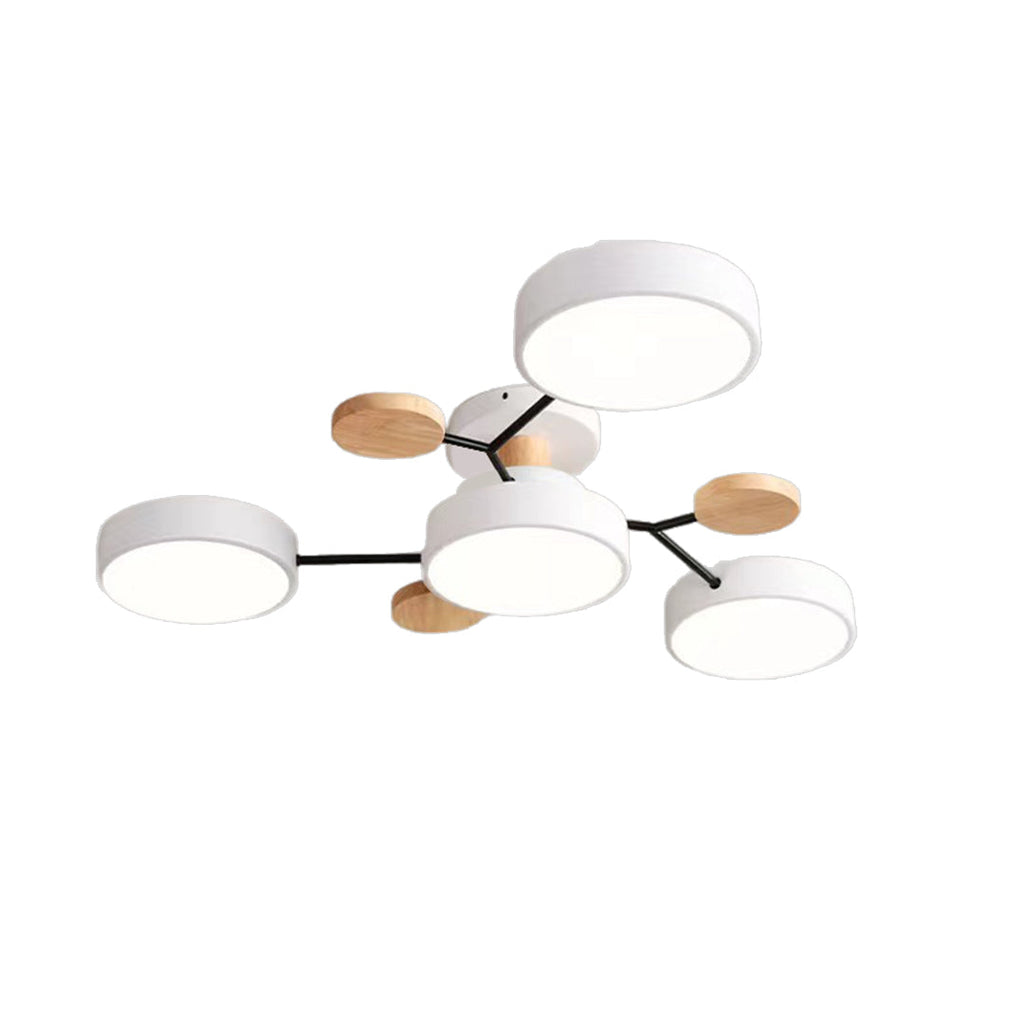 Sputnik Ceiling Light, Nordic Metal Artistic LED Chandelier for Kids Rooms and Nurseries, Flower-Form Design in Three Colors