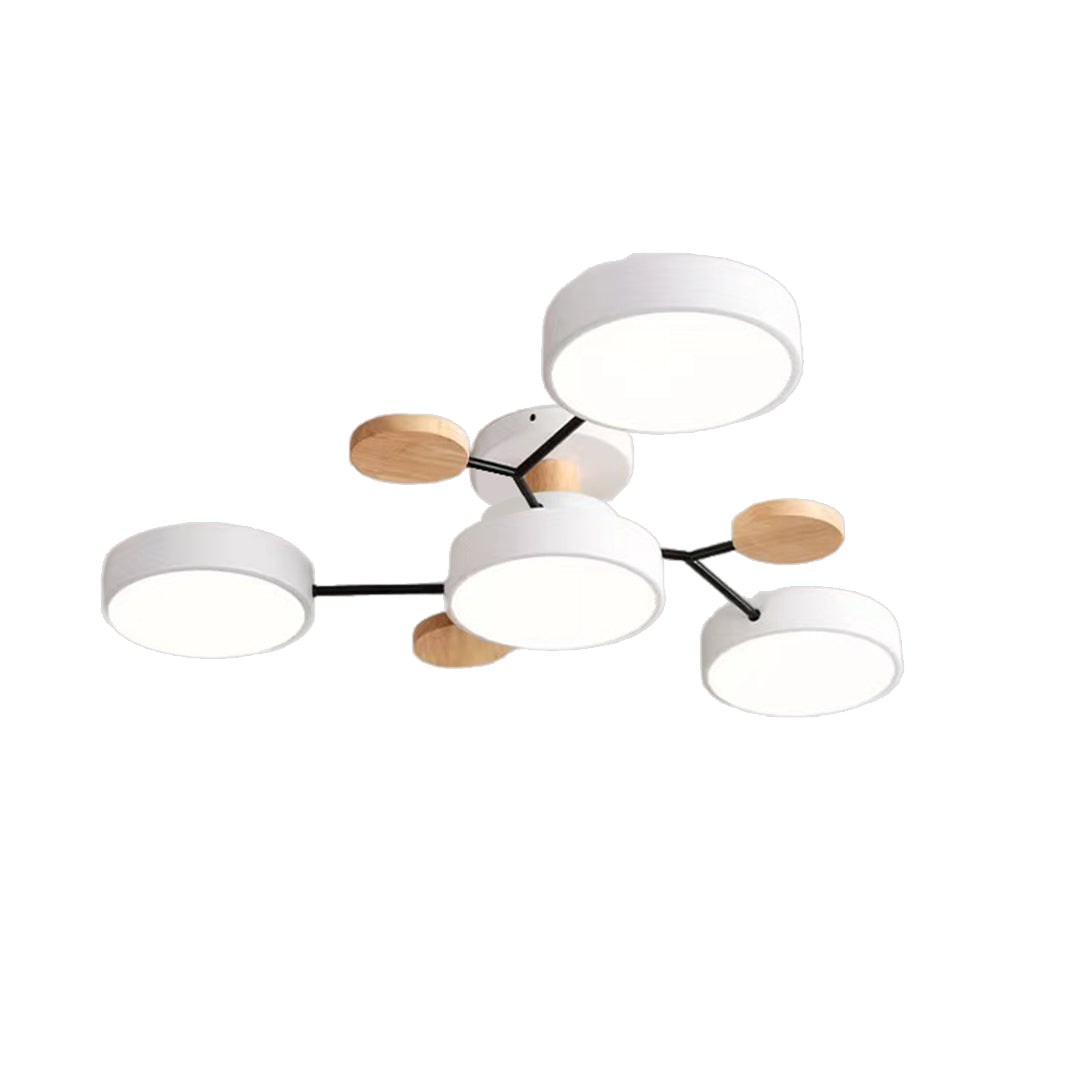 Sputnik Ceiling Light, Nordic Metal Artistic LED Chandelier for Kids Rooms and Nurseries, Flower-Form Design in Three Colors