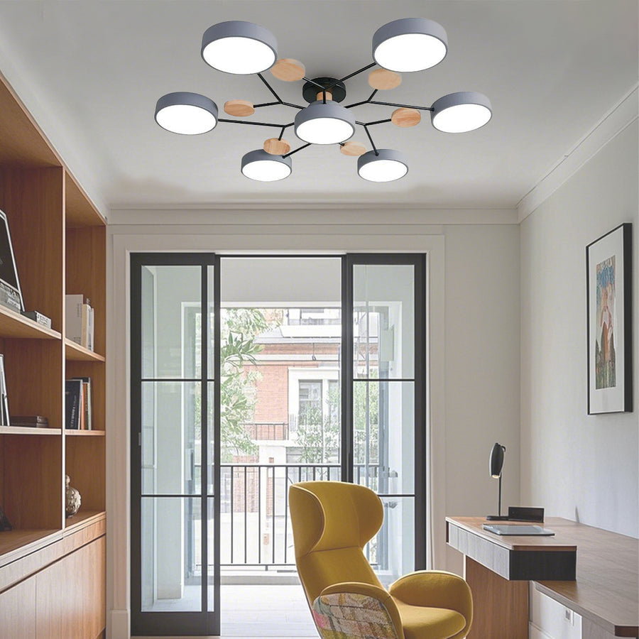 Sputnik Ceiling Light, Nordic Metal Artistic LED Chandelier for Kids Rooms and Nurseries, Flower-Form Design in Three Colors