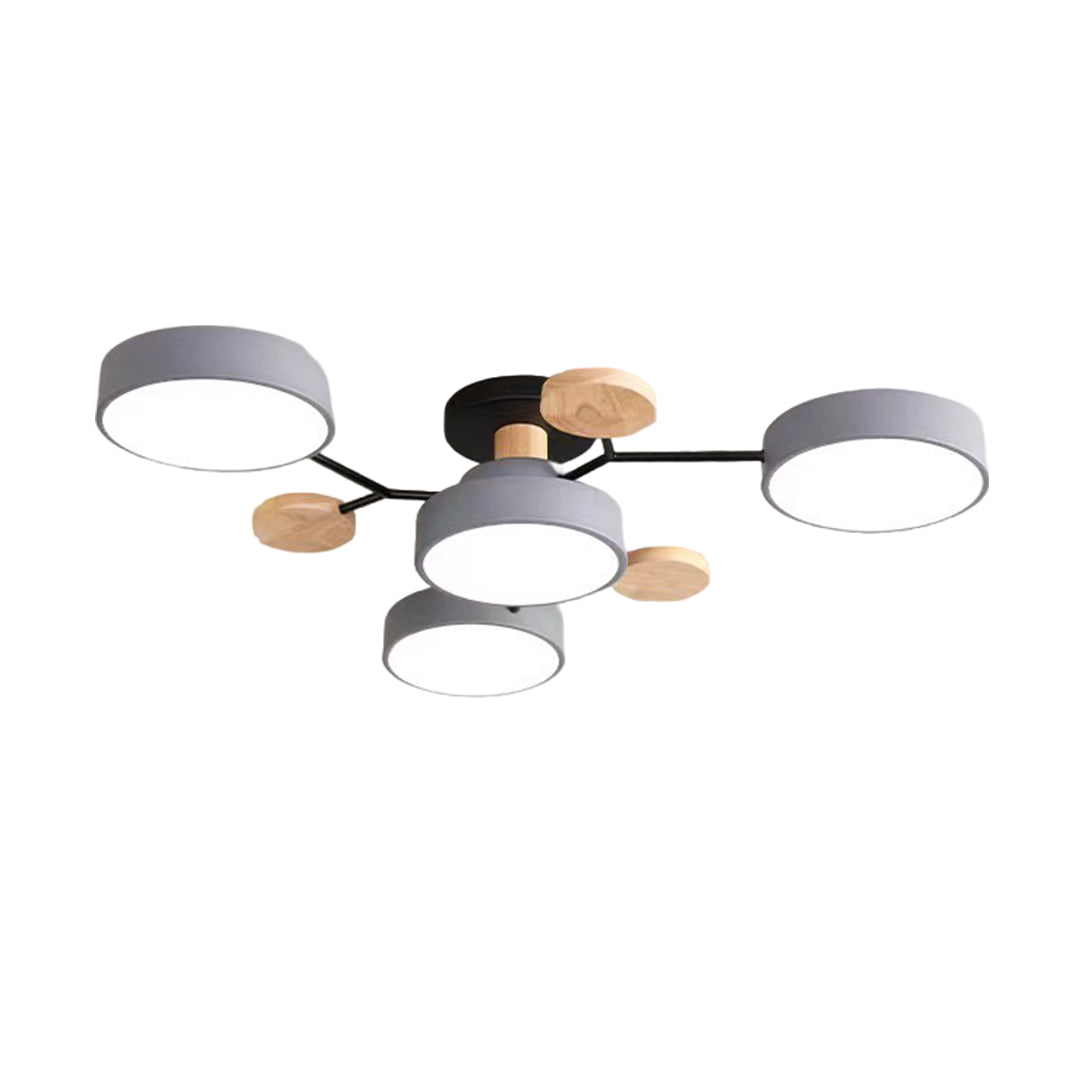Sputnik Ceiling Light, Nordic Metal Artistic LED Chandelier for Kids Rooms and Nurseries, Flower-Form Design in Three Colors