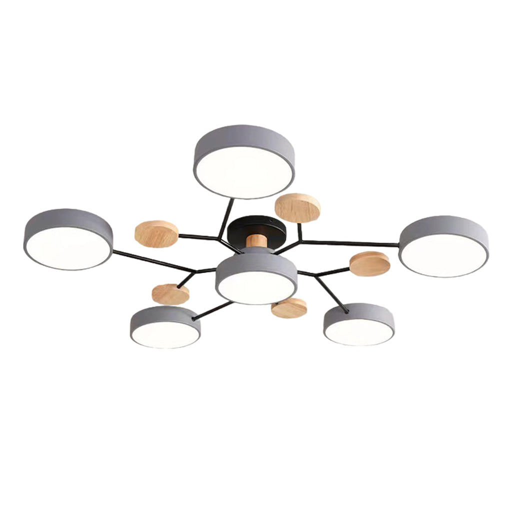 Sputnik Ceiling Light, Nordic Metal Artistic LED Chandelier for Kids Rooms and Nurseries, Flower-Form Design in Three Colors