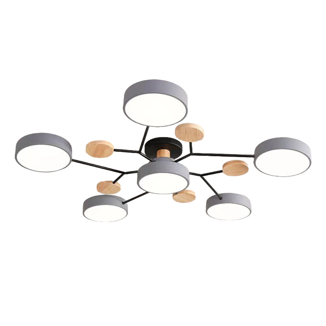Sputnik Ceiling Light, Nordic Metal Artistic LED Chandelier for Kids Rooms and Nurseries, Flower-Form Design in Three Colors