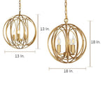 Brushed brass globe cage chandelier, sixth product view