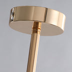 Detailed view of the polished gold canopy and rod structure
