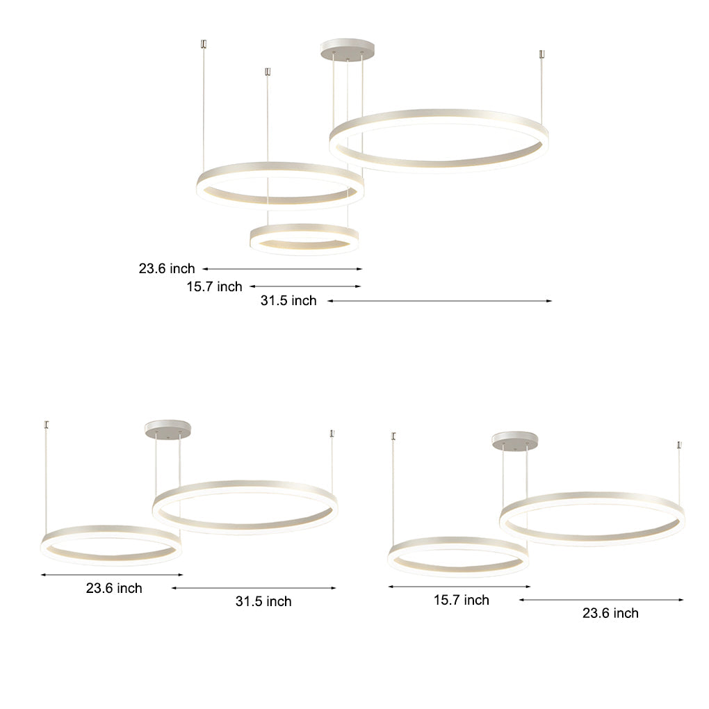 White iron concentric ring chandelier, ninth product view