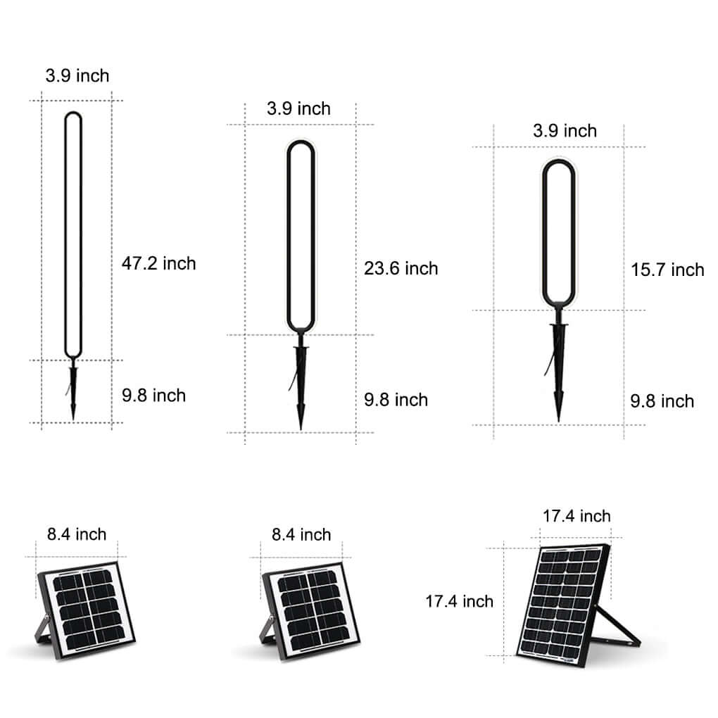 Oval Ring Solar Light, Sleek Black Aluminum LED Landscape Lamp for Gardens and Courtyards, Ground Insert or Base Mounting