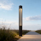 Black aluminum LED bollard path light column, main product view