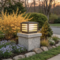 Black square grid pillar post light, main product view