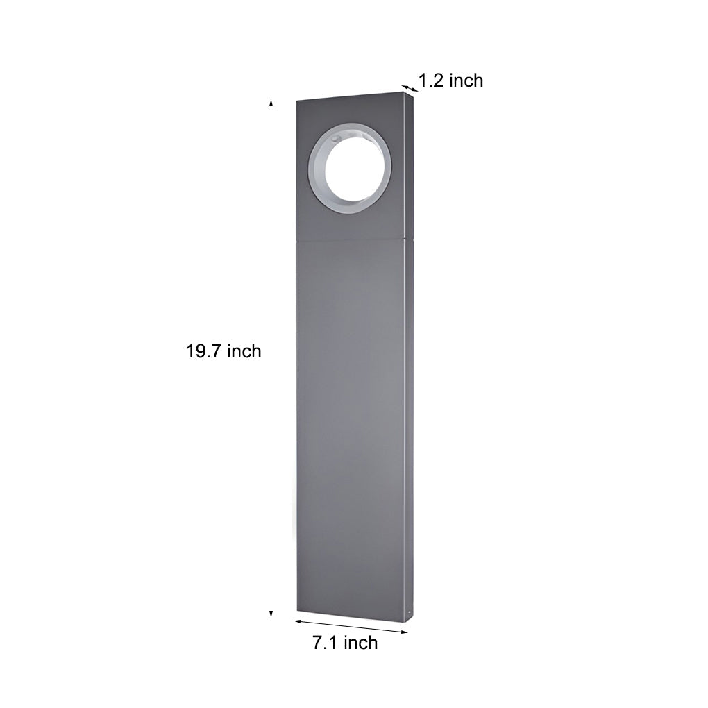 Black Pathway Bollard Light, Modern Aluminum LED Post Lamp for Garden Walks and Courtyards, Sculptural Round Halo Cutout
