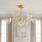 Copper and glass starry globe chandelier, main product view