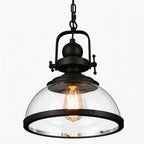 Clear glass bowl pendant light with iron frame, fifth product view