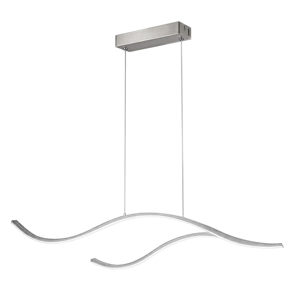 Curved LED Pendant Light, Wavy Linear Chandelier for Kitchen Island and Dining Table, Dimmable Modern Ceiling Light in Black, Gold or Chrome