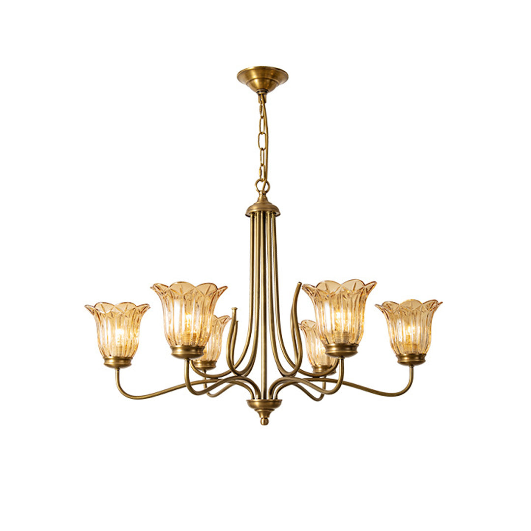 Solid brass and clear glass chandelier, additional product view