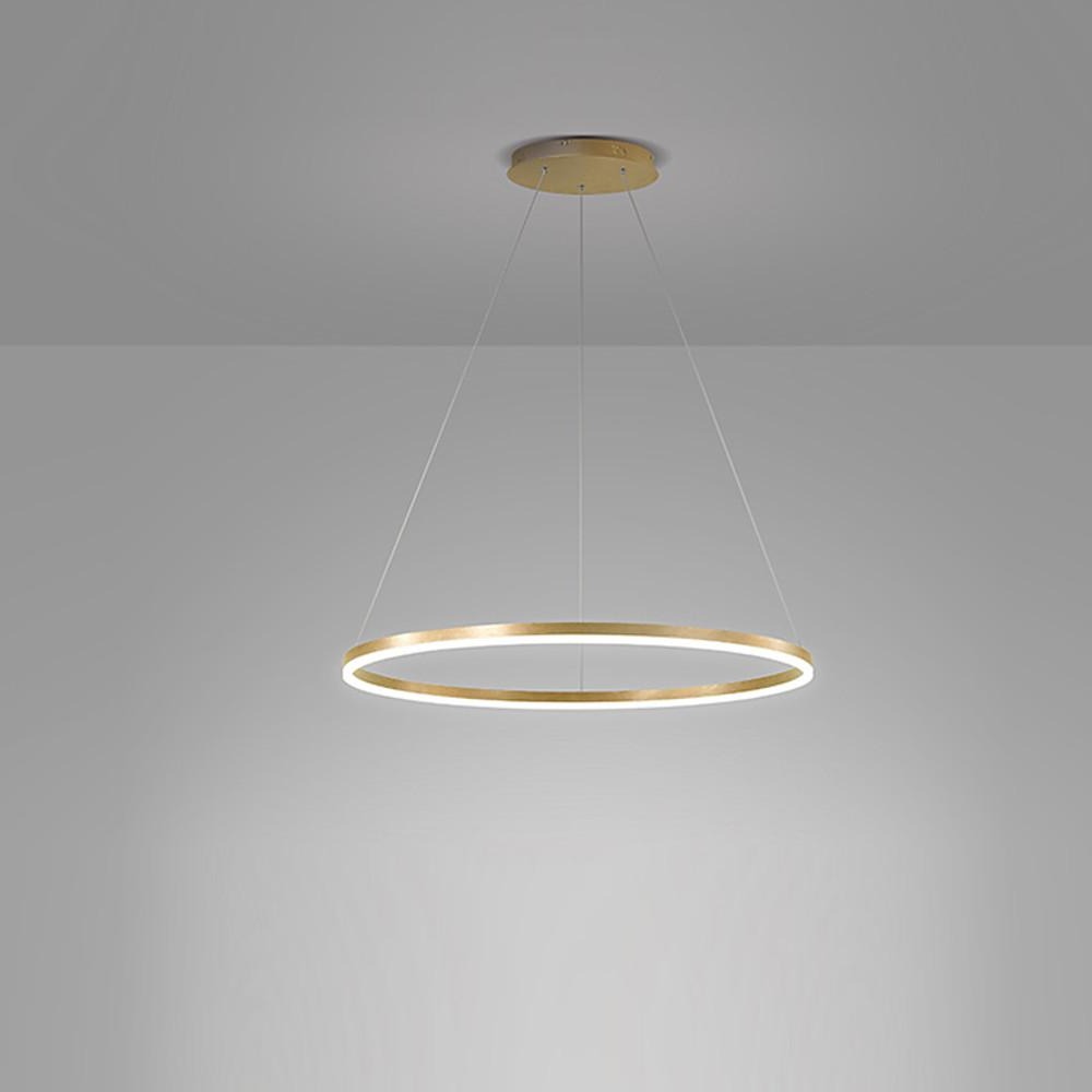 Modern LED Ring Chandelier, Round Halo Ceiling Light for Dining Room and Bedroom, Dimmable Aluminum Circle Pendant in 16, 24 or 31 Inch