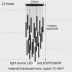 Long cylindrical pendant light chandelier, seventh product view