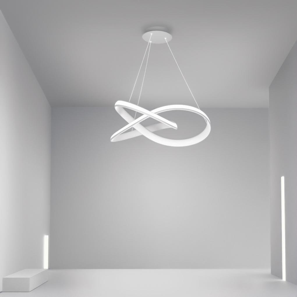 Aluminium LED ribbon loop chandelier, fourth product view