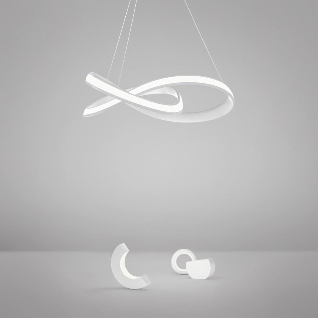 Aluminium LED ribbon loop chandelier, third product view