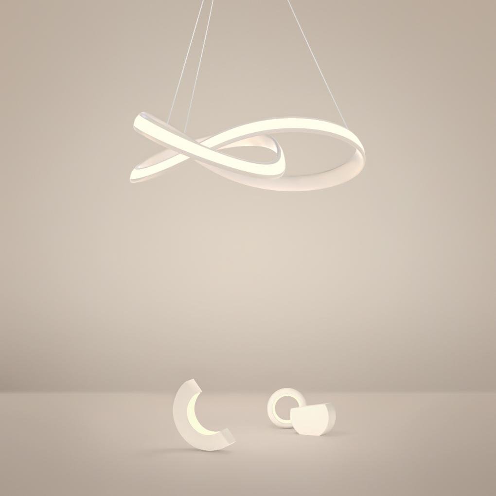 Aluminium LED ribbon loop chandelier, second product view