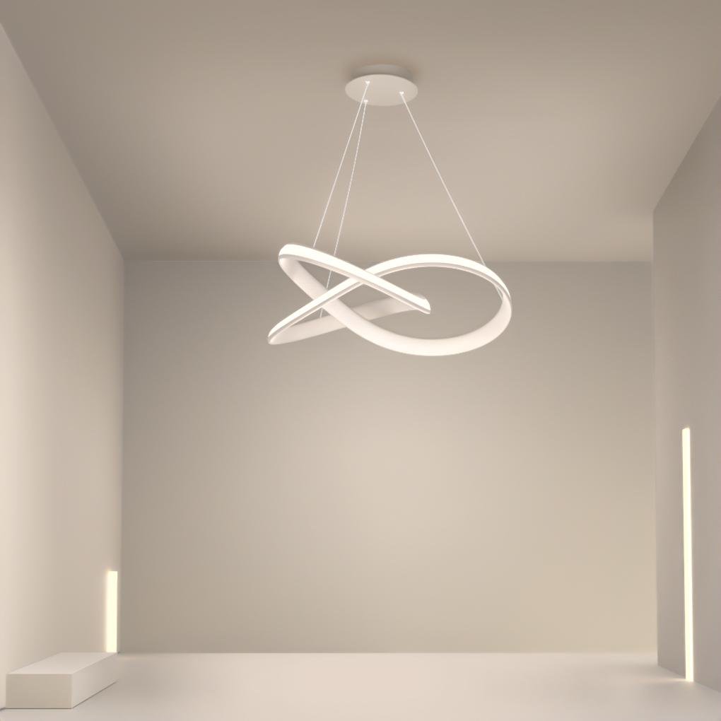 Aluminium LED ribbon loop chandelier, fifth product view